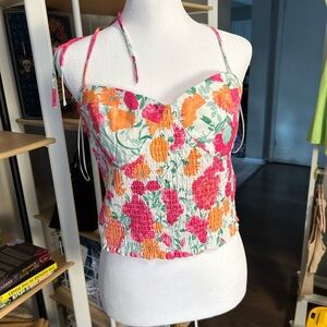 Wayf crop top in Floral Smocked Bustier Top